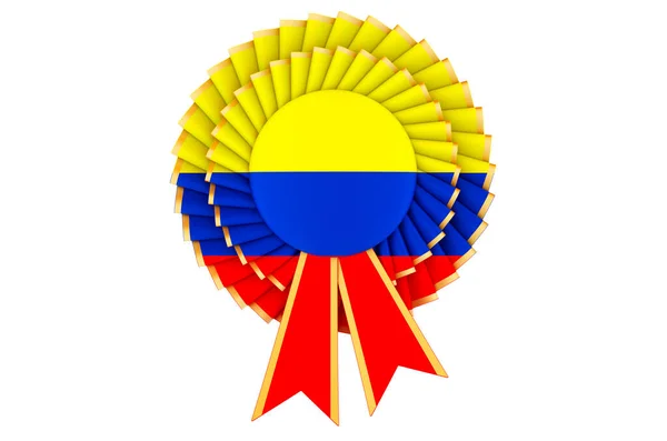 Colombiaanse Vlag Geschilderd Het Award Lint Rozet Rendering Geïsoleerd Witte — Stockfoto