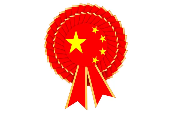 Китайский Флаг Нарисованный Розетке Награждения Рендеринг Изолирован Белом Фоне — стоковое фото