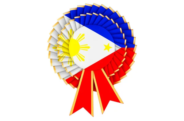 Bandera Filipina Pintada Roseta Cinta Premio Representación Aislada Sobre Fondo —  Fotos de Stock