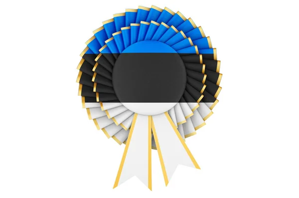 Bandera Estonia Pintada Roseta Cinta Premio Representación Aislada Sobre Fondo —  Fotos de Stock
