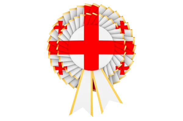Georgian Flag Painted Award Ribbon Rosette Rendering Isolated White Background — Stock Photo, Image