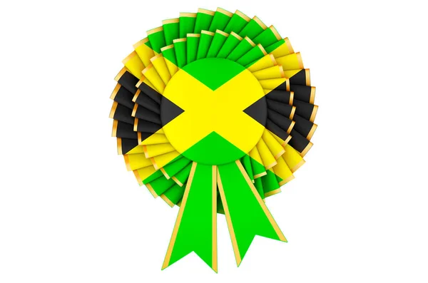 Jamaikai Zászló Van Ráfestve Díjátadó Szalagra Renderelés Elszigetelt Fehér Háttér — Stock Fotó