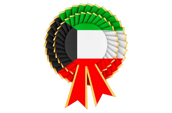 Bandera Kuwaití Pintada Roseta Cinta Premio Representación Aislada Sobre Fondo —  Fotos de Stock