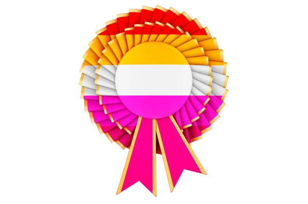 Bandera Lésbica Pintada Roseta Cinta Del Premio Representación Aislada Sobre —  Fotos de Stock