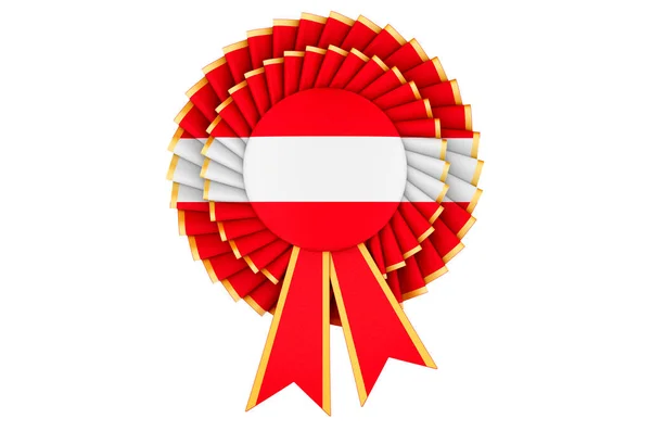 Latvian Flag Painted Award Ribbon Rosette Rendering Isolated White Background — Stock Photo, Image