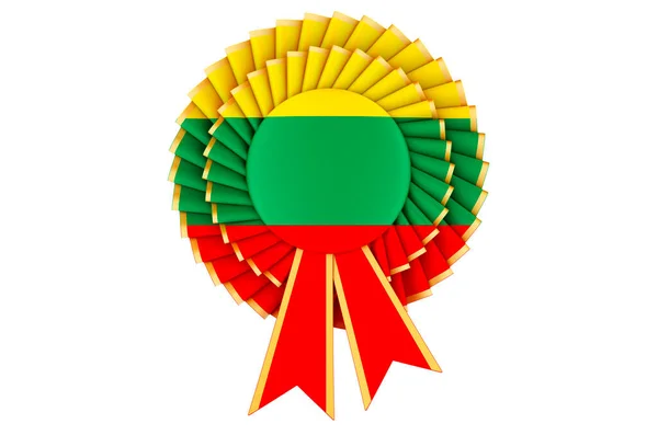 Litouwse Vlag Geschilderd Het Award Lint Rozet Rendering Geïsoleerd Witte — Stockfoto