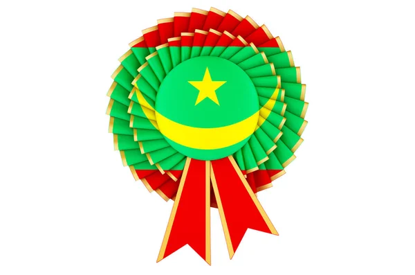 Bandera Mauritania Pintada Roseta Cinta Premio Representación Aislada Sobre Fondo —  Fotos de Stock