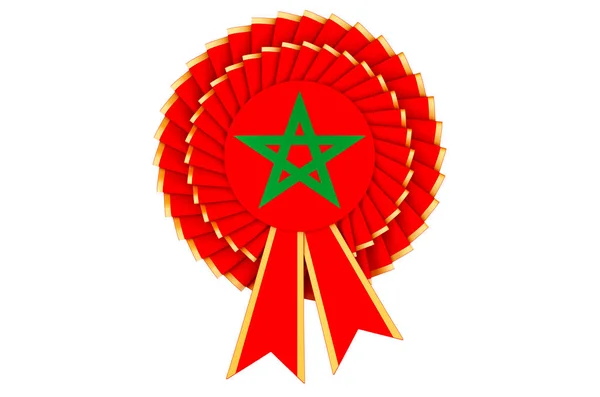 Bandera Marroquí Pintada Roseta Cinta Premio Representación Aislada Sobre Fondo — Foto de Stock