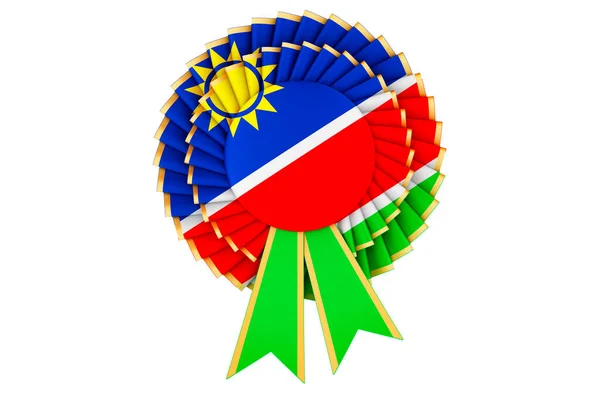 Namibiansk Flagg Malt Den Prisbelønte Rosetten Gjengivelse Isolert Hvit Bakgrunn – stockfoto