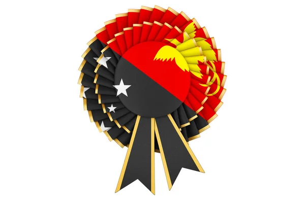 Bandera Papúa Nueva Guinea Pintada Roseta Cinta Premio Representación Aislada —  Fotos de Stock