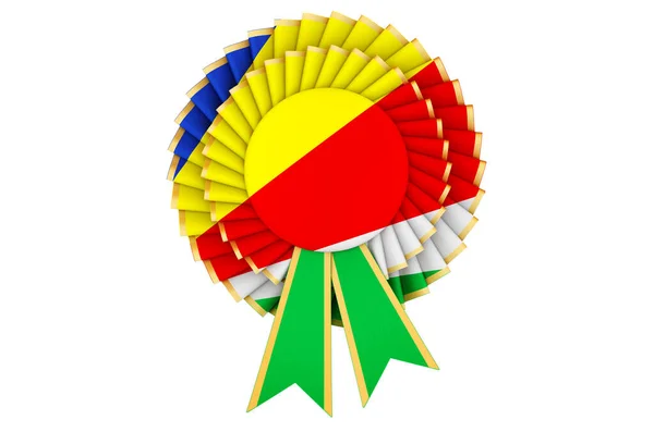 Bandera Seychelles Pintada Roseta Cinta Premio Representación Aislada Sobre Fondo — Foto de Stock