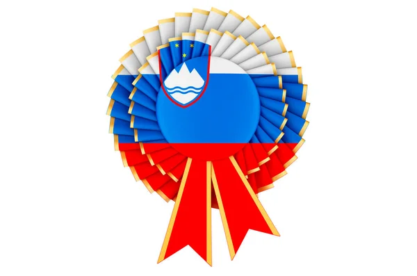Sloveense Vlag Geschilderd Het Award Lint Rozet Rendering Geïsoleerd Witte — Stockfoto