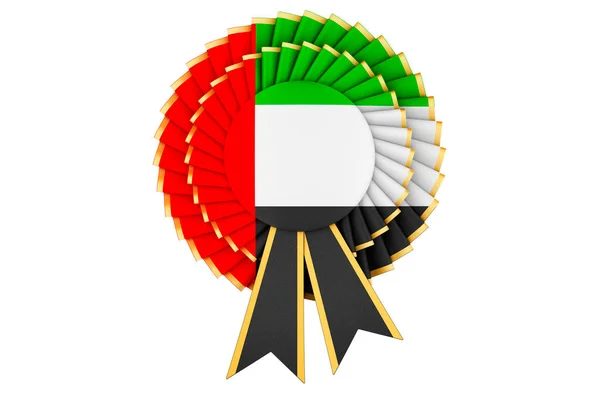 Bandera Los Emiratos Árabes Unidos Pintada Roseta Cinta Premio Representación —  Fotos de Stock