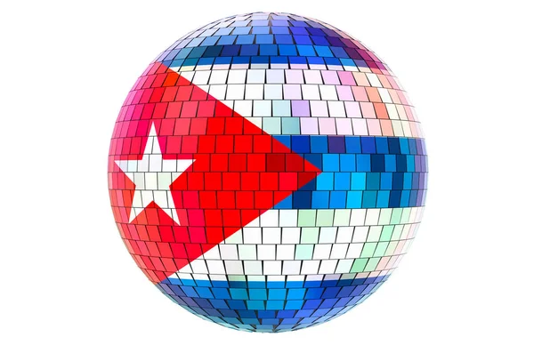 Spegel Disco Boll Med Kubansk Flagga Rendering Isolerad Vit Bakgrund — Stockfoto