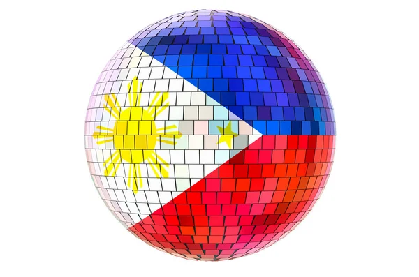 Balle Disco Miroir Avec Drapeau Philippin Rendu Isolé Sur Fond — Photo