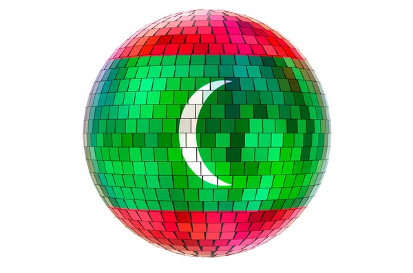 Espejo Bola Disco Con Bandera Maldivas Representación Aislado Sobre Fondo —  Fotos de Stock