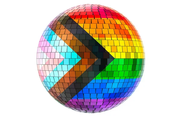 Espelho Bola Discoteca Com Moderna Bandeira Lgbtq Renderização Isolada Fundo — Fotografia de Stock