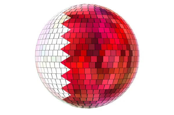 Espelho Bola Discoteca Com Bandeira Qatari Renderização Isolada Fundo Branco — Fotografia de Stock