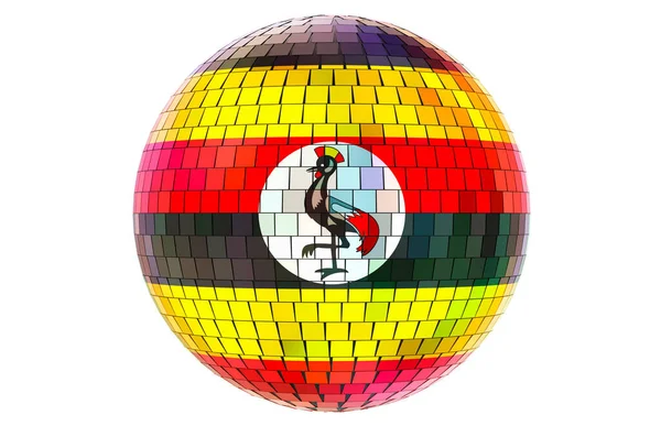 Spiegel Discobal Met Oegandese Vlag Weergave Geïsoleerd Witte Achtergrond — Stockfoto