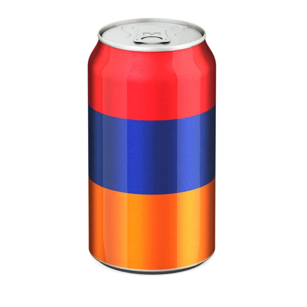 Bandera Armenia Pintada Lata Metálica Bebida Representación Aislada Sobre Fondo —  Fotos de Stock