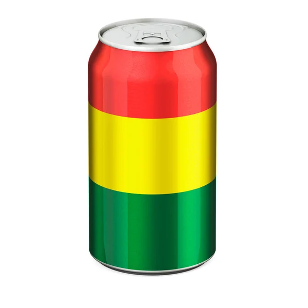 Bandera Boliviana Pintada Lata Metálica Bebida Representación Aislada Sobre Fondo —  Fotos de Stock