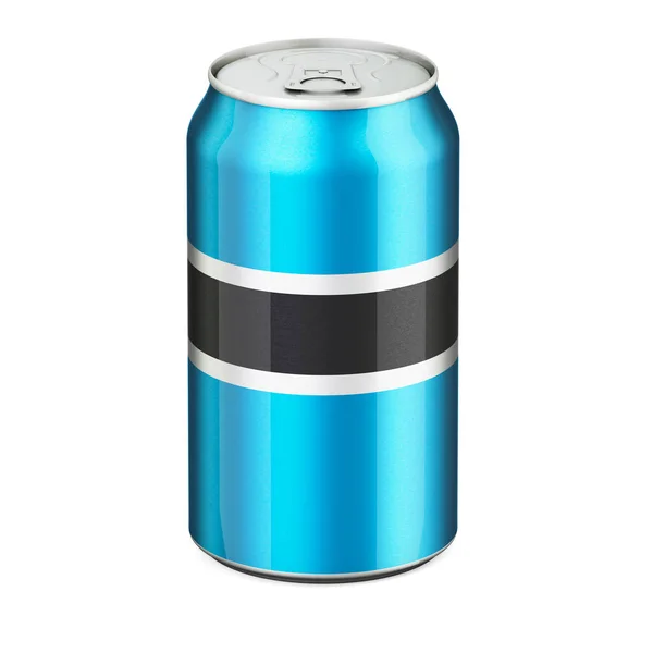 Botswanian Flag Painted Drink Metallic Can Rendering Isolated White Background — Stockfoto