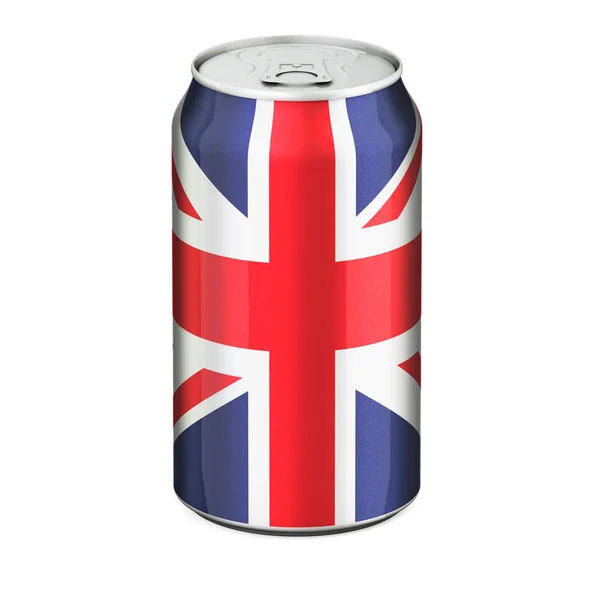 British Flag Painted Drink Metallic Can Rendering Isolated White Background — Stockfoto
