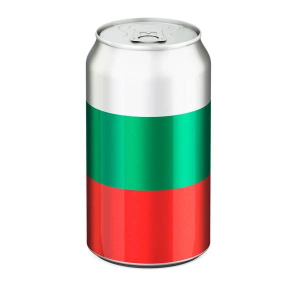 Bulgaarse Vlag Geschilderd Drank Metalen Blik Rendering Geïsoleerd Witte Achtergrond — Stockfoto