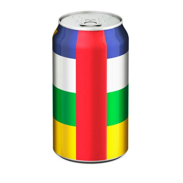 Bandera República Centroafricana Pintada Lata Metálica Bebida Representación Aislada Sobre —  Fotos de Stock