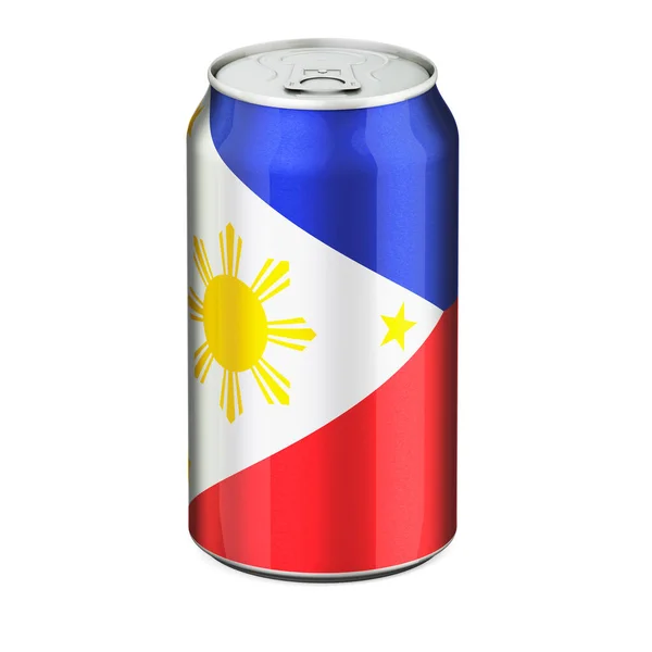 Bandera Filipina Pintada Lata Metálica Bebida Representación Aislada Sobre Fondo —  Fotos de Stock
