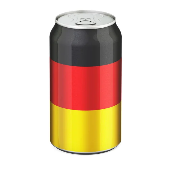 German Flag Painted Drink Metallic Can Rendering Isolated White Background — ストック写真