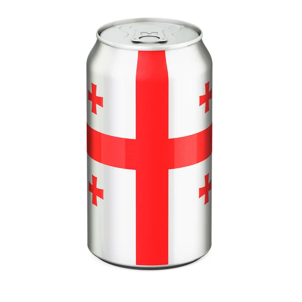 Gruzińska Flaga Pomalowana Puszce Metaliku Rendering Izolowany Białym Tle — Zdjęcie stockowe