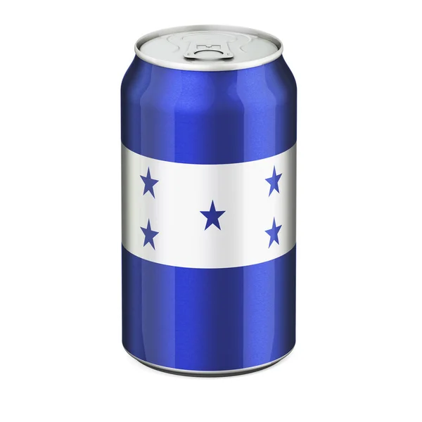 Bandeira Hondurenha Pintada Lata Metálica Bebida Renderização Isolada Fundo Branco — Fotografia de Stock