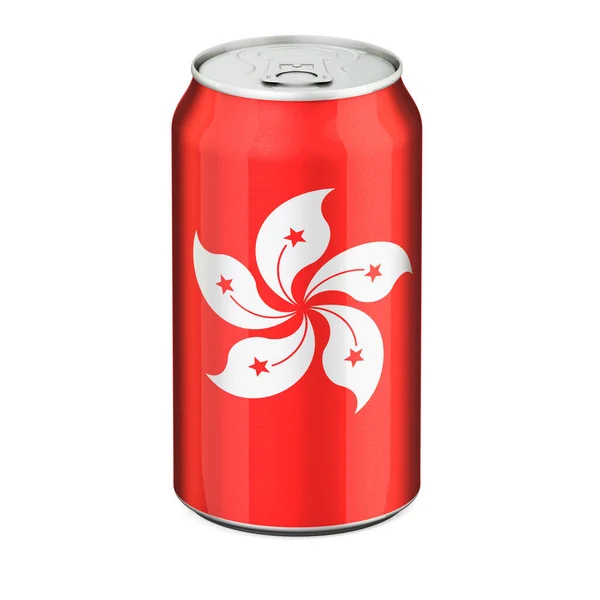 Bandera Hong Kong Pintada Lata Metálica Bebida Representación Aislada Sobre —  Fotos de Stock
