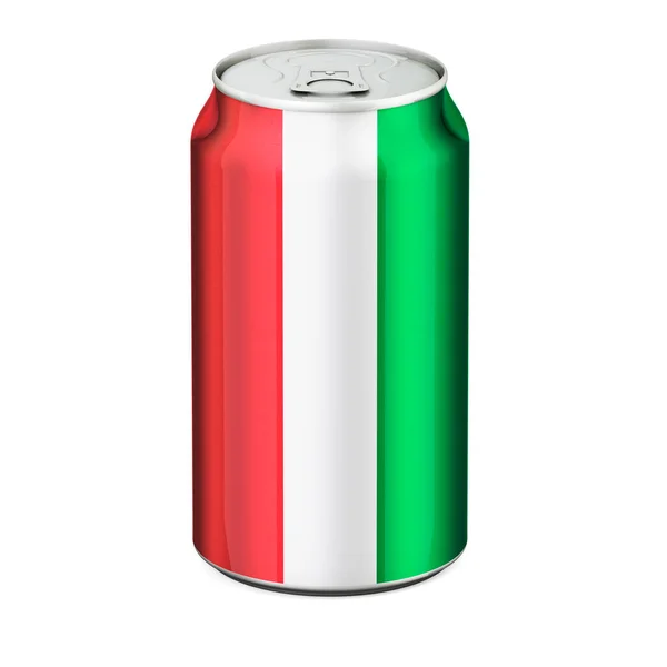 Italian Flag Painted Drink Metallic Can Rendering Isolated White Background — ストック写真