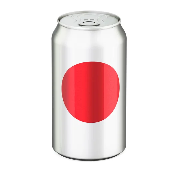 Bandeira Japonesa Pintada Lata Metálica Bebida Renderização Isolada Fundo Branco — Fotografia de Stock