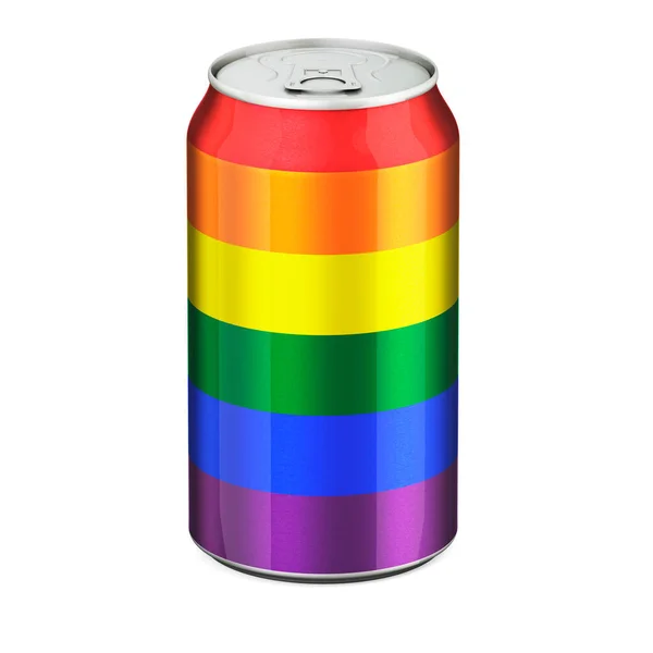男女同性恋 双性恋和变性者的旗帜涂在酒瓶上 在白色背景上孤立的3D渲染 — 图库照片