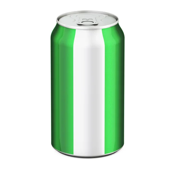 Nigerian Flag Painted Drink Metallic Can Rendering Isolated White Background — Stockfoto