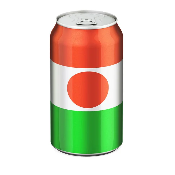 Niger Vlag Geschilderd Drank Metalen Blik Rendering Geïsoleerd Witte Achtergrond — Stockfoto