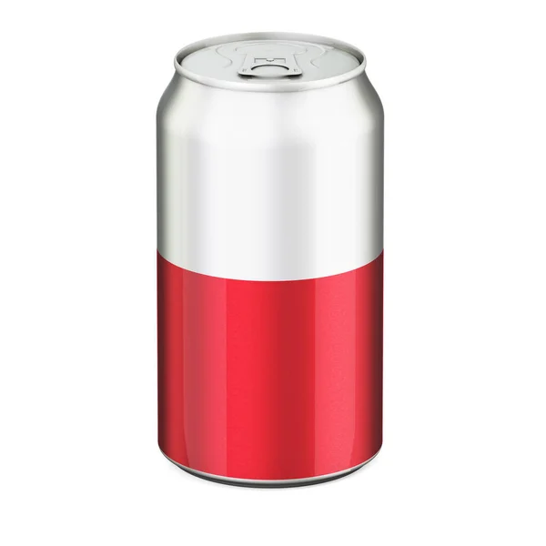 Poolse Vlag Geschilderd Drank Metalen Blik Rendering Geïsoleerd Witte Achtergrond — Stockfoto