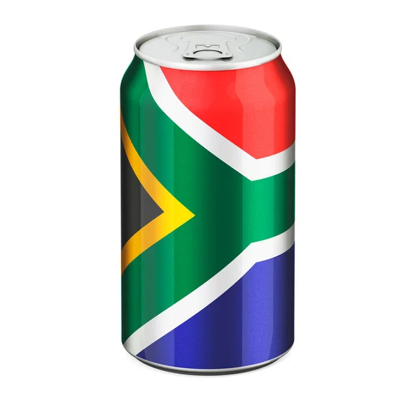 Südafrikanische Flagge Auf Getränkedose Gemalt Rendering Isoliert Auf Weißem Hintergrund — Stockfoto