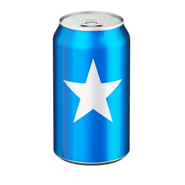 Somalische Vlag Geschilderd Drank Metalen Blik Rendering Geïsoleerd Witte Achtergrond — Stockfoto