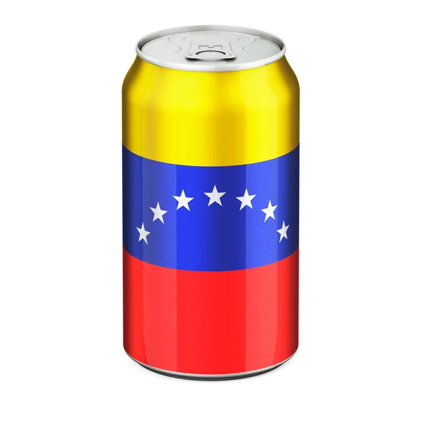 Venezuelan Flag Painted Drink Metallic Can Rendering Isolated White Background — ストック写真