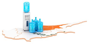 Kıbrıs 'ta Şişe Su Teslimat Servisi, beyaz arka planda 3D görüntüleme