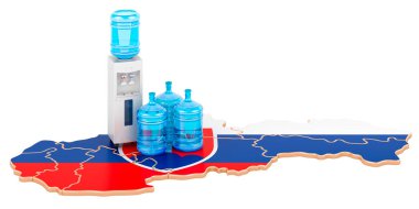 Slovakya 'da şişe su taşıma servisi, beyaz arka planda 3D görüntüleme