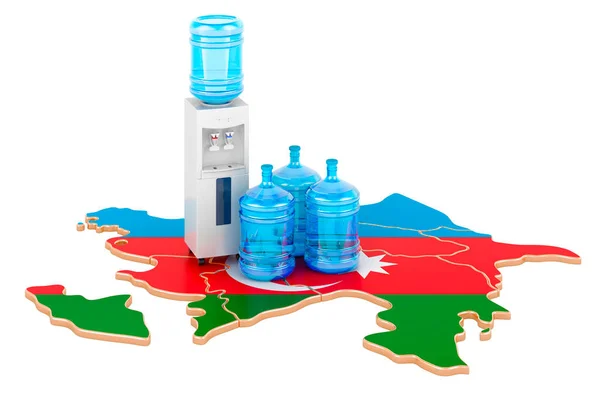 Palackozott Víz Szállítási Szolgáltatás Azerbajdzsánban Renderelés Elszigetelt Fehér Alapon — Stock Fotó