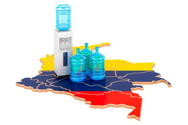 Servicio Entrega Agua Embotellada Colombia Renderizado Aislado Sobre Fondo Blanco —  Fotos de Stock