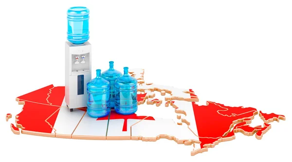 Serviço Entrega Água Engarrafada Canadá Renderização Isolada Fundo Branco — Fotografia de Stock