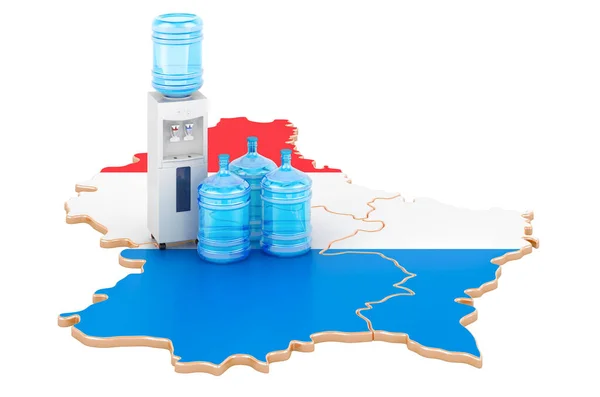Palackozott Víz Szállítási Szolgáltatás Luxemburgban Renderelés Elszigetelt Fehér Alapon — Stock Fotó