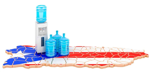 波多黎各瓶装水递送服务 3D渲染隔离的白色背景 — 图库照片